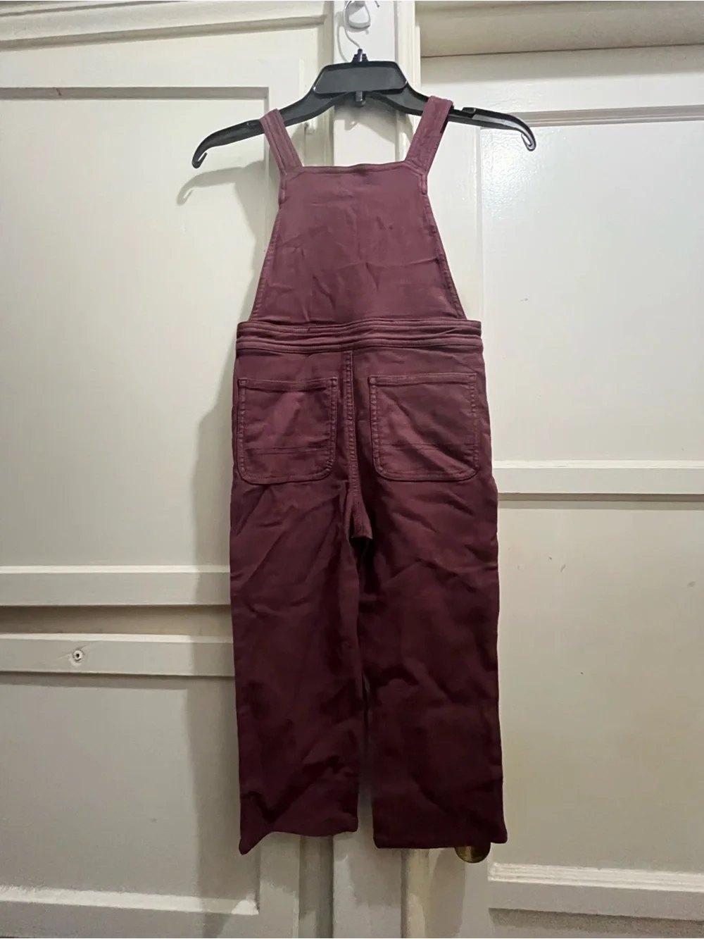 Faherty kids stretch terry overalls in grape size 5